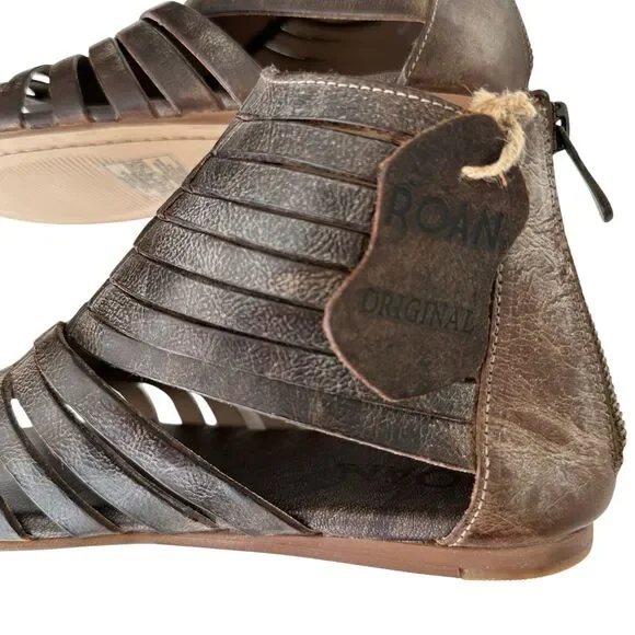 Roan by Bed Stu Pearl Gladiator Sandal Sz 8.5 Brown Leather Women’s Strappy NWOB - Picture 4 of 12